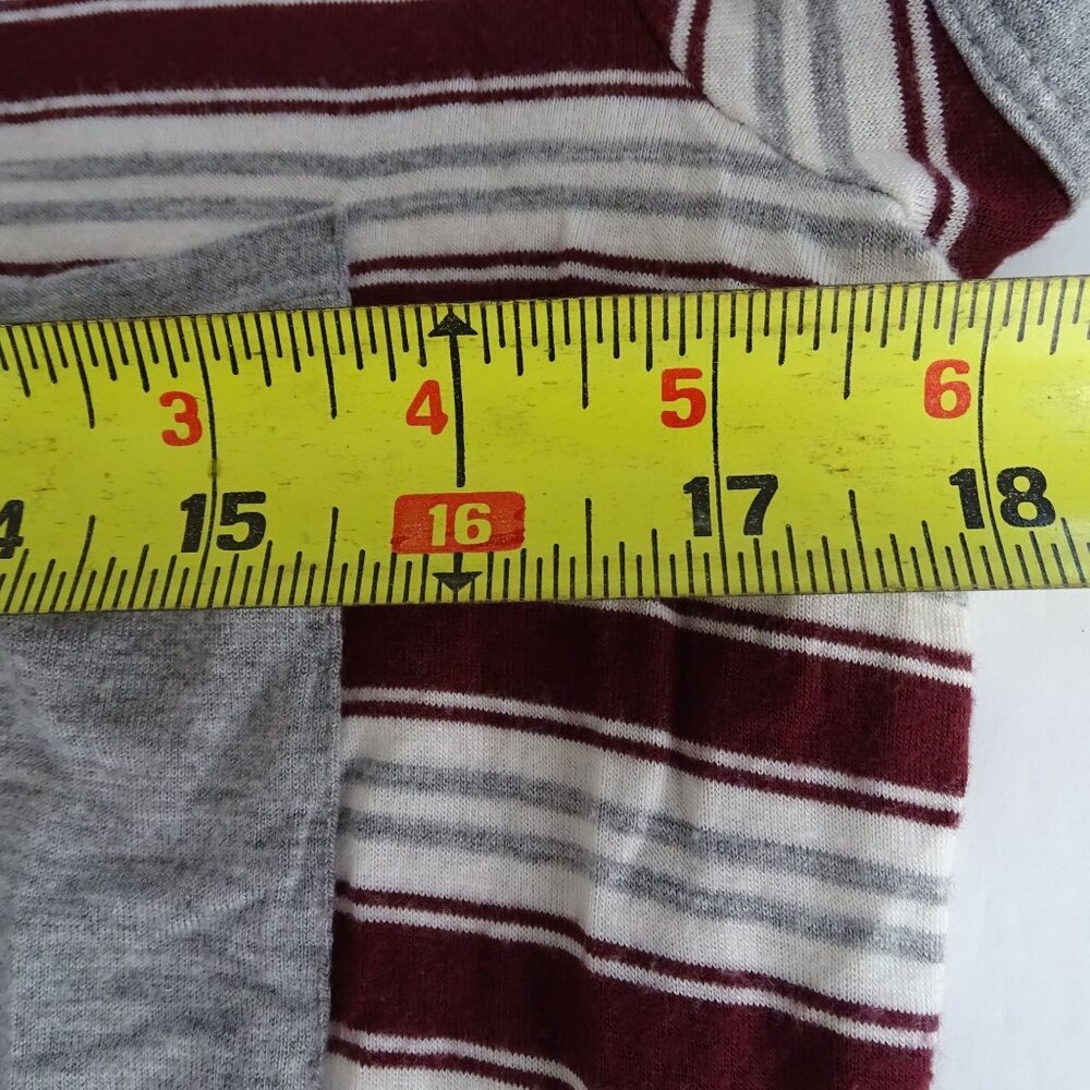 Ultra Flirt Stripe Burgundy Gray Short Sleeve Pocket T-shirt Dress Women Size XL - Picture 6 of 8